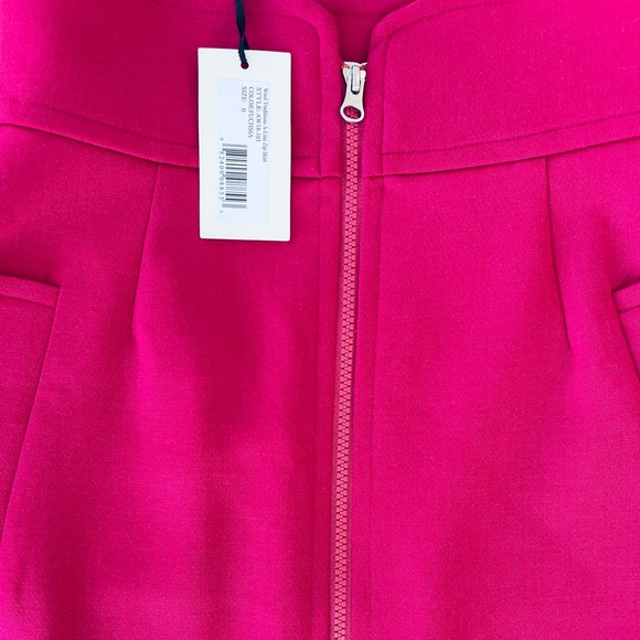NWT! sea NY Wool Traditions A-Line Zip Skirt FUCHSIA Contrast red satin lining 0 - Picture 2 of 14